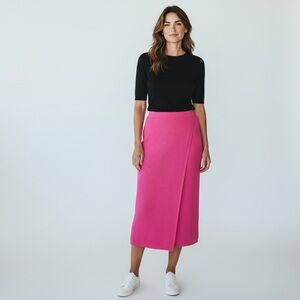 Saturday Sunday Anthropologie Skirt Womens Pink Fuchsia Waffle Knit Midi  Sz XL